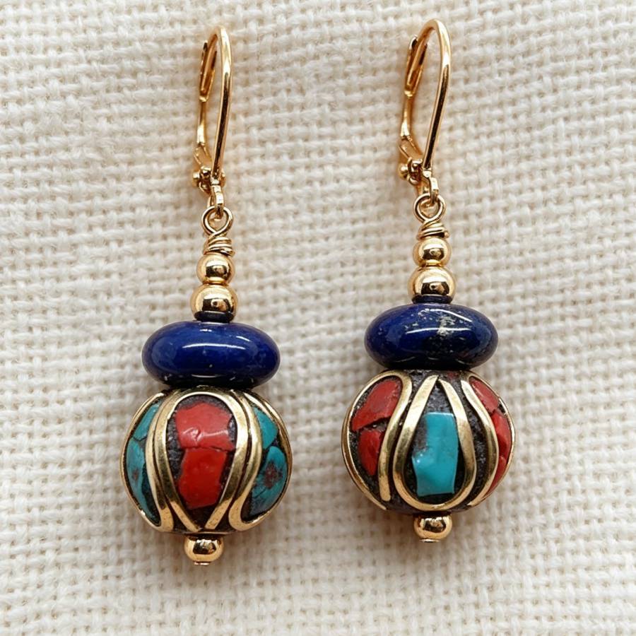 Women Accessories Nepal - Pendientes Colgantes Hechos a Mano en