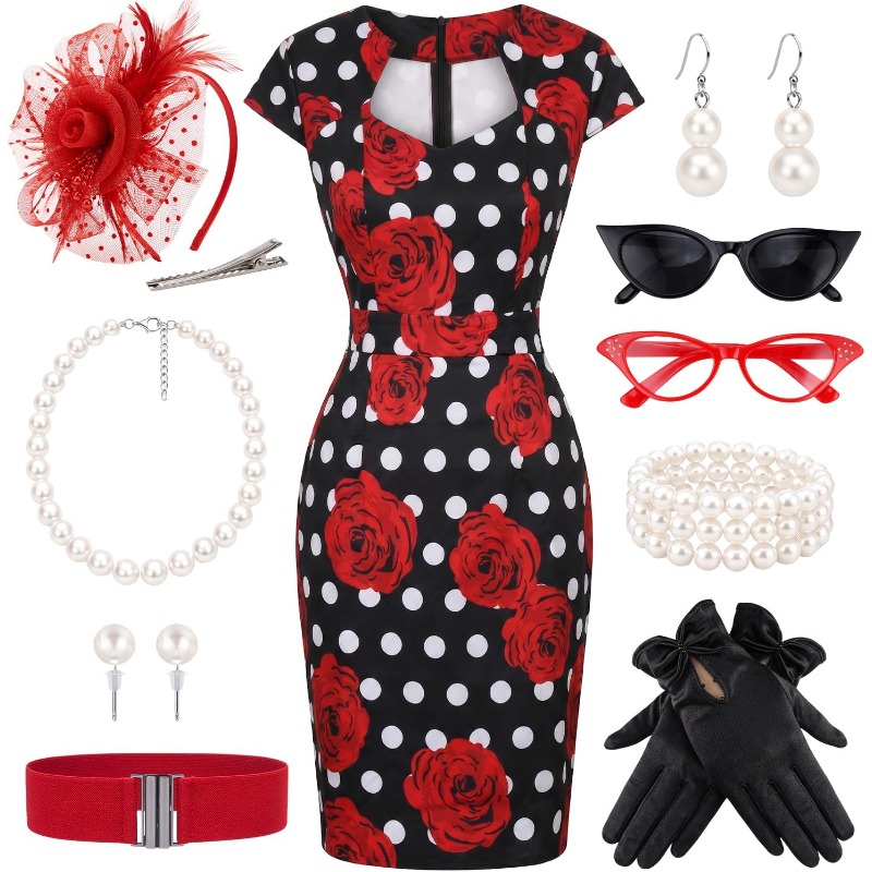 Women'S Accessories In The 1950S - Conjunto de 10 Vestidos Retro de