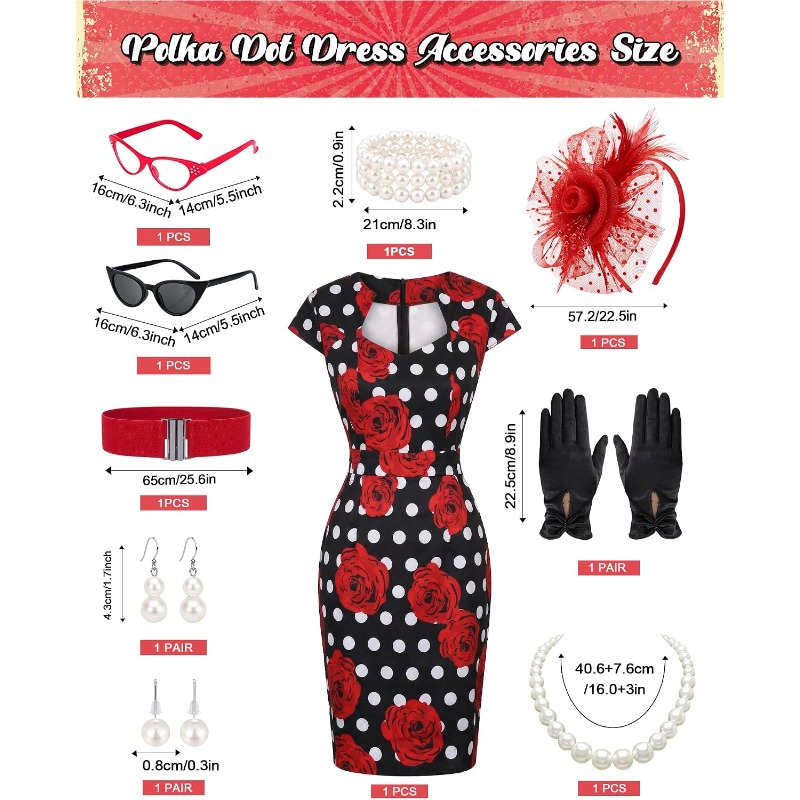 Conjunto de 10 Vestidos Retro  - Women'S Accessories In The 1950S reseña y precio